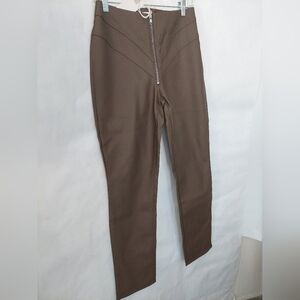 Good American Brown Vegan Leather High-Waisted Pants